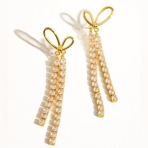 18K Gold CZ Drop Earrings